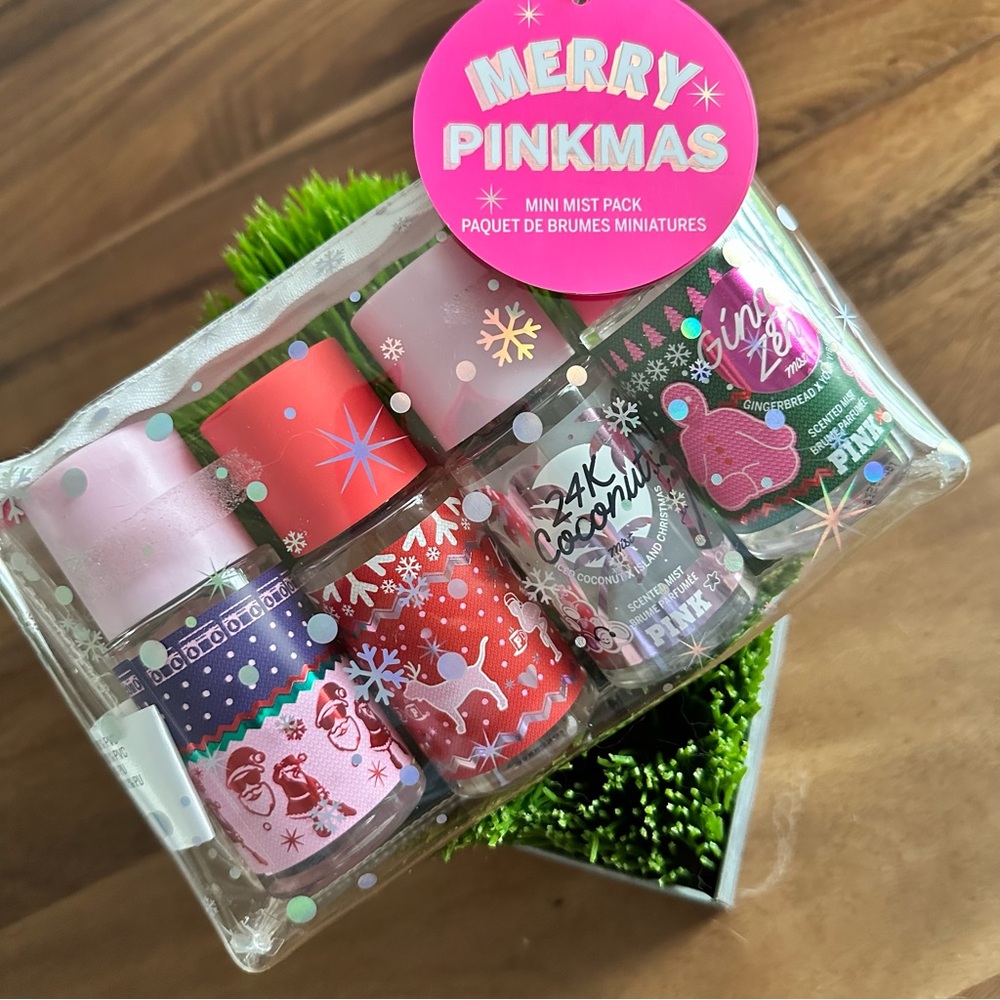 NWT PINK Holiday Merry Pinkmas Mini Mist Pack Set of Four
